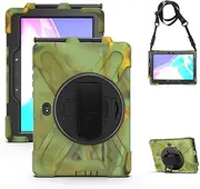Samsung Galaxy Tab Active Pro 10.1 T540 T545 T547 Case, Heavy Duty Shockproof Rugged 3 Layer Kids Durable Case with 360 Swivel Kickstand, Shoulder Strap, Hand Strap & Pencil Holder (Camouflage)