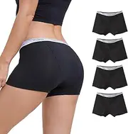 [WEASIC] Women's Leak-Proof Period Underwear, Soft Cotton, High-Waist Menstrual Boxer Shorts, Reusable Washable Cotton Underwear with Leak Protection