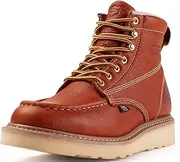[SUREWAY] 6” Wedge Moc Toe Work Boots for Men - Soft Toe, Premium Full-Grain Leather, Lightweight Work Boots/Shoes, Comfort Insole, Superior Oil/Slip Resistant, Real Goodyear, EH Rated Industrial Construction Boots