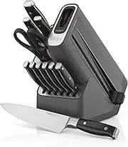 Ninja K32012 Foodi NeverDull Premium Knife System, 12 Piece Knife Block Set with Built-in Sharpener, German Stainless Steel Knives, Black
