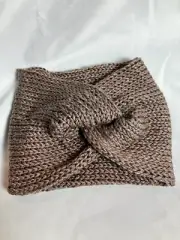 Handmade Brown Knitted Acrylic Woman's Headwrap
