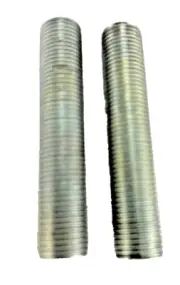 Two 2" Lamp Pipe Nipples All Thread 1/8" IP Zinc Plated Steel