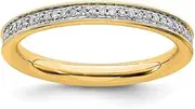 [Stackable Expressions] 925 Sterling Silver Polished Prong set Stackable and Diamonds Gold Plated Ring Size 8-Stackable-Ring for Women
