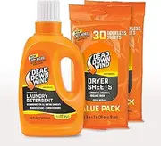 Dead Down Wind Unscented Laundry Bundle | 40oz Bottle Detergent & 30 Count Odorless Dryer Sheets | Gentle Odor Eliminator for Hunting Accessories, Gear & Clothes