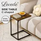 Levede C-shaped End Table Side Sofa Coffee Wood Overbed Laptop Table Industrial