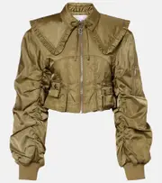 [Ganni] Ganni Cropped ruched bomber jacket AU 16 grey