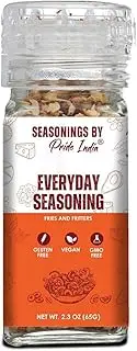 Everyday Seasoning 2.3 oz (65 gm) w/Convenient Grinder Cap Tangy Spicy All Purpose Mixes |Himalayan Pink Salt Garlic Exotic Spices | Non-Bioengineered Vegan Gluten Free by Pride of India
