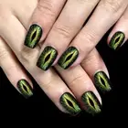 30Pcs Women Stylish Press On Nail with Shimmery Devil Eye Print Square Faux Nail