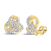 10k Yellow Gold Round Diamond Triquetra Trinity Fashion Earrings 1/3 Cttw