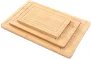 Solport Kitchen Chopping Board 38x25x1.5 cm, 3 Piece Bamboo Cutting Board Set, Juice Groove Chopping Board, Thick Chopping Board for Meat, Vegetable, with Easy Grip Handle -Chopping Board Set