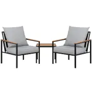 3PC Outdoor Furniture Bistro Set Lounge Setting Chairs Table Patio Black