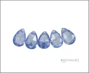 6 Cubic Zirconia Flat Briolette Beads 6x9mm Tanzanite Blue #64382