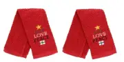 Set of 2 - Joy Love Peace Red Christmas Fingertip Towels 11"×17" Free Shipping