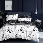 Fabric Fantastic Tree Reversible Super King Size White Quilt/doona/duvet Cover Set