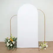 7 ft WHITE Matte Fitted Spandex Round Top Arch Backdrop STAND COVER Party