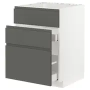 METOD / MAXIMERA base cab f sink+3 fronts/2 drawers, white/Voxtorp dark grey, 60x60x80 cm