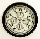 22" Vintage Antique Style Brass Wooden Nautical Home Décor Wall Clock World Time