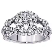 2.30 CT Common Prong Set Split Shank Diamond Crossover Engagement Ring in 14k WG