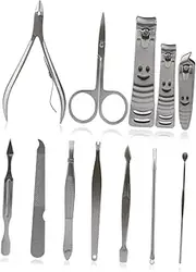 SOESFOUFU Stainless Steel Manicure Kit 12pcs Nail Clippers Scissors Set with Case Random Style