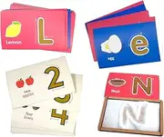 MFM TOYS Montessori Sandpaper Letters Tactile English Flashcards Combo (English Uppercase + Lowercase Letters + Numbers + Sand Bowl) | Most Comprehensive Early Learning Flashcards
