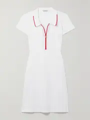 [L'ETOILE SPORT] L'ETOILE SPORT - Mesh-paneled Piqué Mini Dress - White - large large White