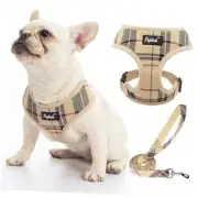 Soft Mesh Dog Harness and Leash Set Pet M (NECK: 14", CHEST: 17"-21") Beige
