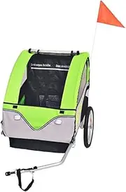 Cycling Trailers Heavy-Duty Steel Frame Children's Bicycle Trailer ，Grey and Green Children's Bicycle Trailer Pushchair with Quick Release Hitch ，Load 30kg