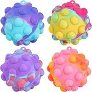 4 PCS Stress Pop Ball, 3D Anti-Pressure Pop Ball Squeeze Ball BPA Free Food Grade Silicone Ball Toy Finger Press Fidget Toy for Stress Relief Sensory Toys for Over 1 Years Kids Adults Family Game
