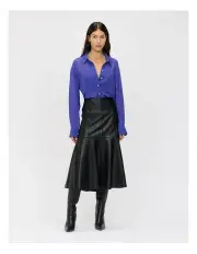 [Veronika Maine] Georgette Panel Seam Shirt in Blue