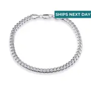 Solid 925 Sterling Silver 5mm Miami Cuban Chain Italian Bracelet 7" 7.5" 8"