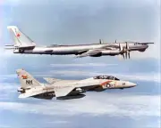 F-14A / F-14 TOMCAT WITH TUPOLEV TU-95RT BEAR D 11x14 GLOSSY PHOTO PRINT