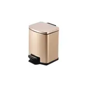 Foot Pedal Tungsten Steel Rubbish Bin Garbage Waste Trash Can Square 12L Champagne Gold