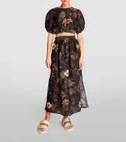ALLSAINTS Floral Asta Viviana Midi Skirt Size:8 RRP$315