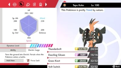 Pokemon Sword and Shield 6iv Shiny Tapu Koko - FAST DELIVERY!