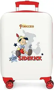 Joumma Disney Pinocchio & Litle Sidekick Cabin Suitcase White 33 x 50 x 20 cm Hard ABS Side Combination Lock 28.4L 2 kg 4 Double Wheels Luggage Hand Luggage, White, Cabin Suitcase, White, Cabin