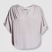 $295 Vince Women's Purple Ruching Flutter-Sleeve Blouse Top Size XS