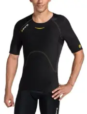 Skins A400 Men's Compression Short Sleeve Top Black w/Yellow Stitching