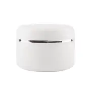 10 8oz Refillable Empty Cosmetic Container Plastic White with Silver Line Jar