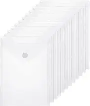 Large Clear Plastic Envelopes Poly Envelope, 12Pcs Clear Envelopes Clear Document Folders with Snap Button,Clear Plastic Envelope Folders File Holder Clear Document Folders with Snap Closure