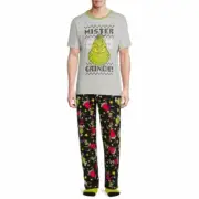 Mens M GRINCH 3pc Christmas Pajamas Sleep Set Fleece Lounge Pants T-Shirt Socks