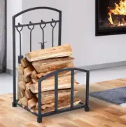 Firewood Log Holder Rack Wood Storage Outdoor Fireplace Indoor Metal Fire Place
