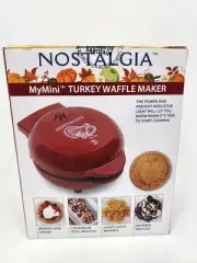 NEW Sealed MyMini Turkey Waffle Maker, 5" Compact Size Cranberry Color