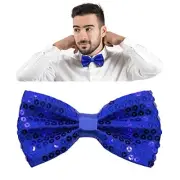 Sequin Bow Ties for Men/Big Boys Pre-tied Adjustable Shiny Bow Tie Sapphire