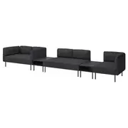 LILLEHEM 5-seat modular sofa with side table, Gunnared/dark grey metal