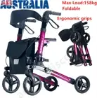 Foldable Walking Frame Rollator Mobility Walker Lightweight Adjustable Aluminium