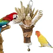 Nature Bird Toys - Wheat Ear Bouquet Design Natural Parrot Chewing Toys - Bunny Fun Chew Toy, Large Parrot Chewing Accessory, Bird Cage Deco for Bird Teeth Grinding