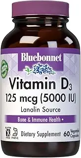 Bluebonnet Vitamin D3 5000 IU Vegetable Capsules, 60 Count