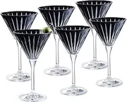 Colored Martini Cocktail Glass - Black Stemmed Martini Champagne Glasses - For Martini - Champagne - Gin - Cocktails - Margarita - Set of 6 - Gift Ready - Black - 7 Oz. - Made in Europe