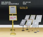 NEW A2 A3 A4 Floor Poster Stand Pedestal Sign Holder Business Menu Display GOLD