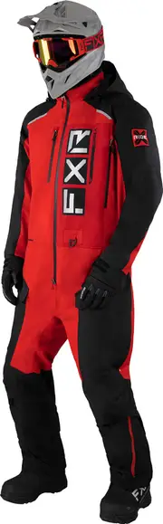 FXR Recruit Lite 2023 One Piece Snowmobile Suit, black-red, Size XS for Men Black Red
